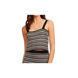 NWT Women's - Lucy Paris Black & Beige Crochet Tank, Size Medium